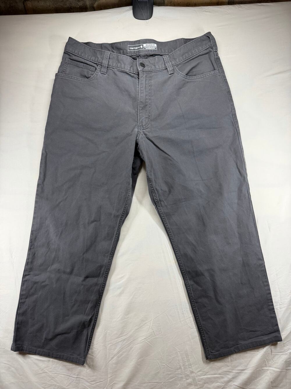 Carhartt Men's 36x32 Relaxed Fit Grey Canvas Work Pants Workwear Utility